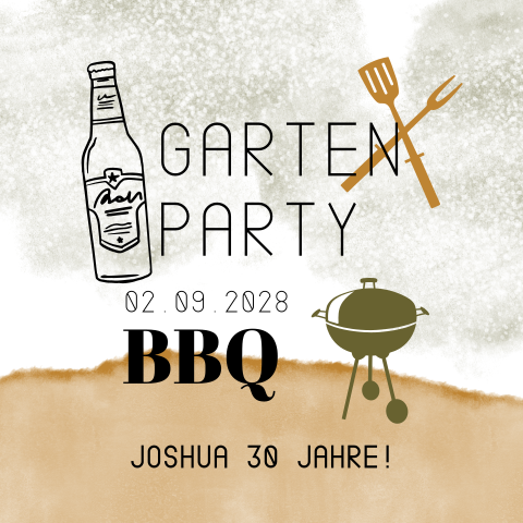 Quadratische Einladung zur Gartenparty 30. Geburtstag