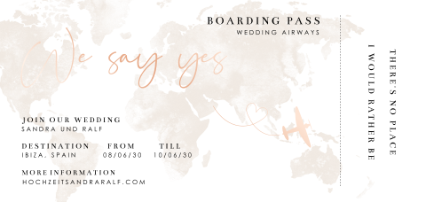 Hochzeitseinladung Boarding-Pass "Wedding Airways"