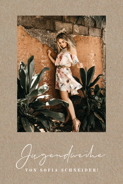 Hippe Einladung zur Jugendweihe mit Foto und Kraftlook