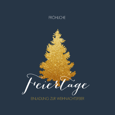 Stilvolle Einladung in Weihnachtsambiente mit einem Weihnachtsbaum