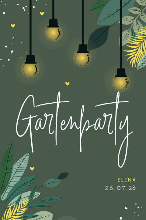 Gartenparty Einladung zum 18. Geburtstag mit Lichterkette