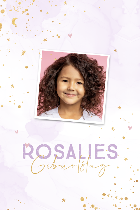 Wunderschöne Einladung für Kindergeburtstage mit Aquarell und Sternen