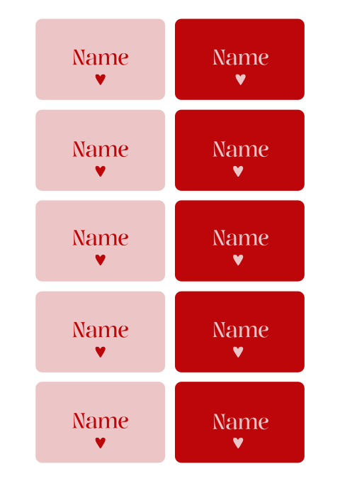 Colorblock Namenskarten mit runden Ecken