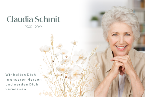 Trauer Danksagung mit Foto und Blumen – stilvoll gestalten