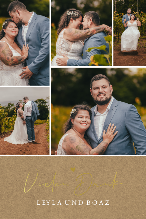 Kraftlook-Dankeskarte Hochzeit 5 Fotos