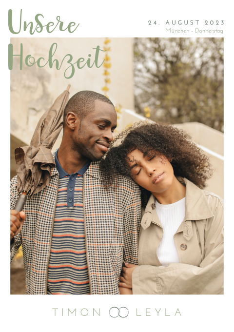 Hochzeitszeitung 12 Seiten mit Ringen