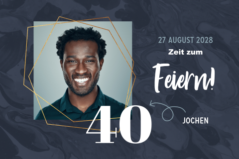 Einladung zum Geburtstag in Dunkelblau mit Foto