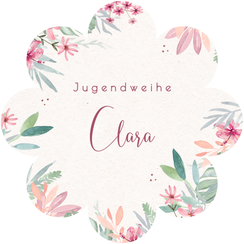 Einladung zur Jugendweihe in Blumenform mit Blüten