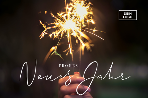 Geschäftliche Neujahrskarte mit Wunderkerze und Logo