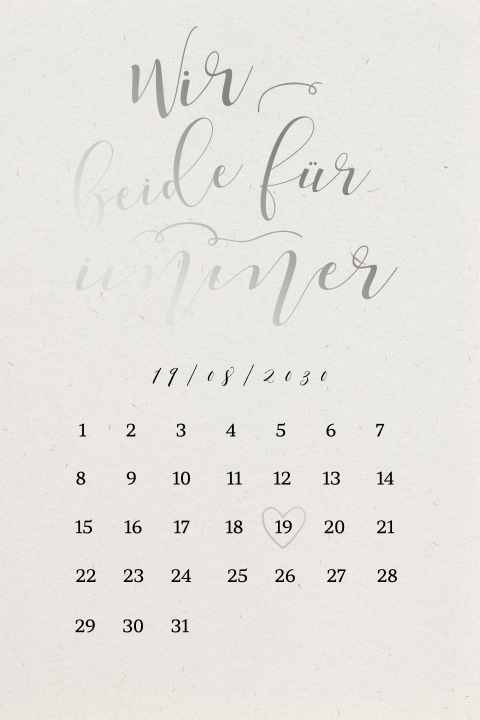 Hochzeitskarte Unser Tag mit Silberfolie