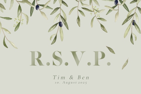 Antwortkarte in Grün mit Zweigen und Hochglanz