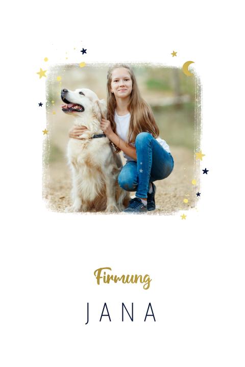 Einladung zur Firmung mit Foto und Goldfolie