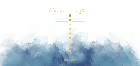 Aquarellierte Einladung zur Erstkommunion mit Folie