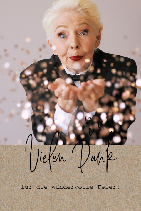 Kraft-Look Dankeskarte zum Geburtstag mit Foto und Herzen