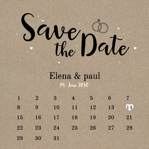 Originelle Save-The-Date Karte im Kalender-Design