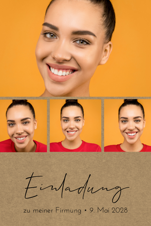 Einladung zur Firmung mit Fotocollage und Kraftlook