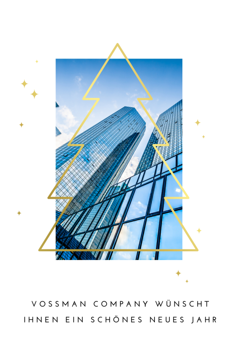 Geschäftliche Foto-Weihnachtskarte mit Goldfolie-Weihnachtsbaum