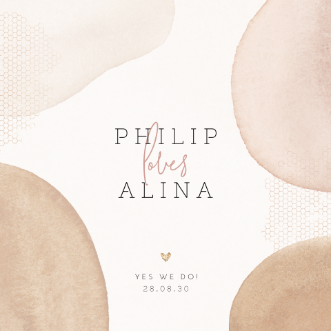 Hochzeitseinladung mit weichen Formen in Beigetönen