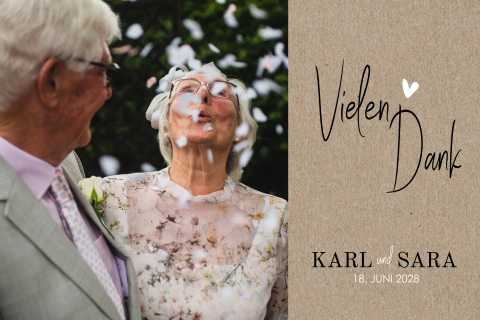 Danksagungskarte zur goldenen Hochzeit im Kraft Look mit großem Bild