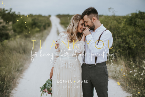 Dankeskarte mit Vollbildfoto und Flugzeug