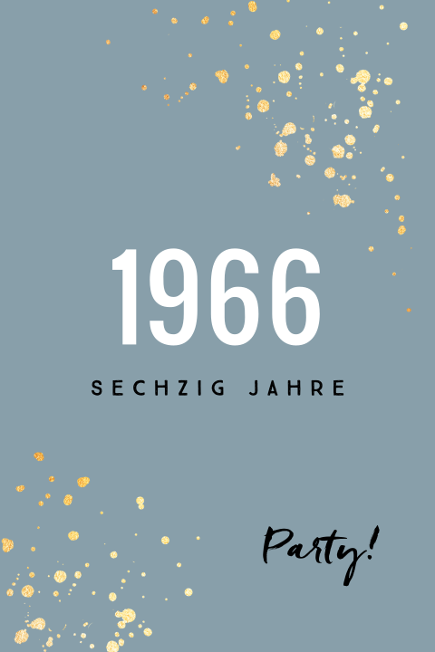 Graublaue Einladung zum 60. Geburtstag mit Farbspritzern