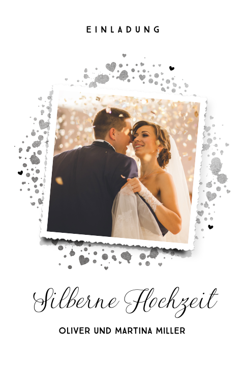 Doppelseitige Einladung zur Silberhochzeit mit Foto
