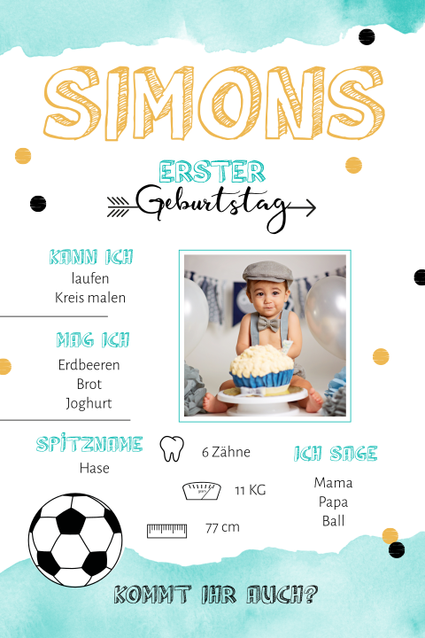 Einladung zum 1. Kindergeburtstag mit süßen Details