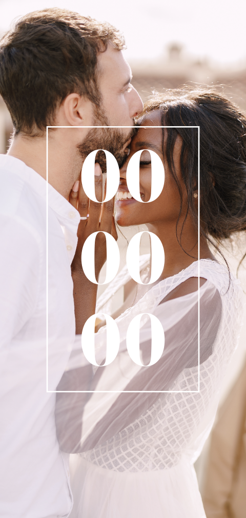 Hochzeitseinladung länglich mit Foto und Datum, selbst gestalten