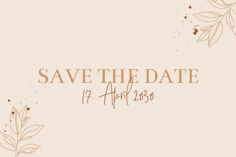 Kunstvolle Save the date Karte mit Zweigen