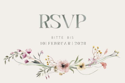 Antwortkarte für Save the Date mit Blumenmuster