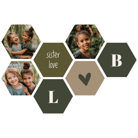 Moderne Hexagon-Bilder Sisterlove mit Fotos