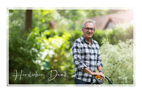 Persönliche Danksagung Trauerkarte mit Foto im Gartenmotiv