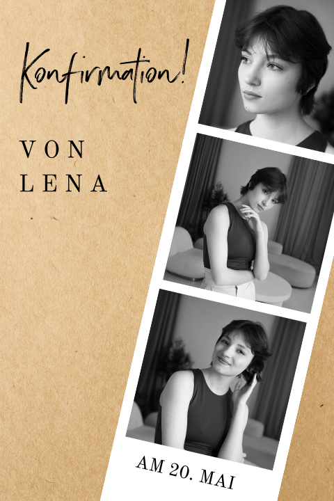 Einladungskarte Konfirmation mit Fotostreifen im Kraftlook