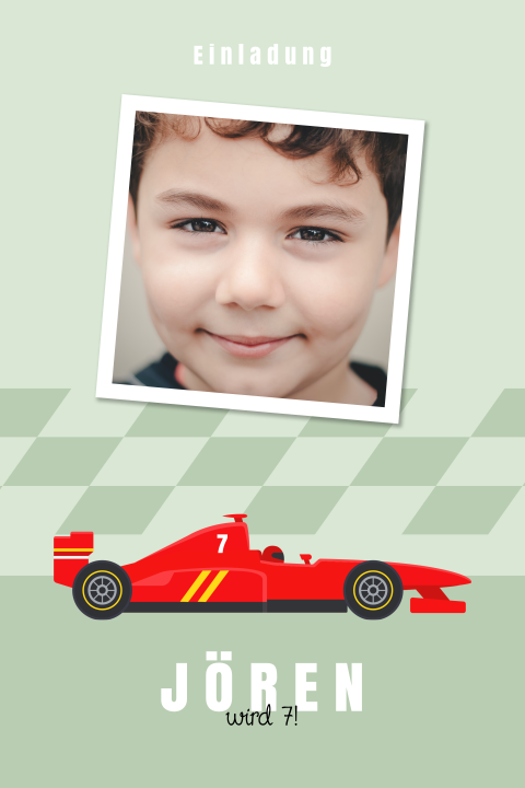 Kindergeburtstag-Einladung mit Rennauto
