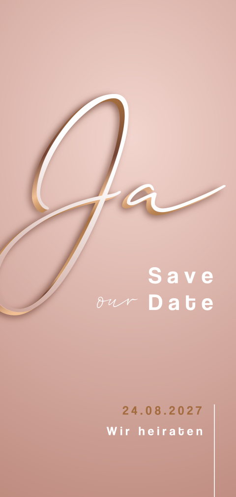 Stilvolle Save our Date Karte in Altrosa mit runden Ecken