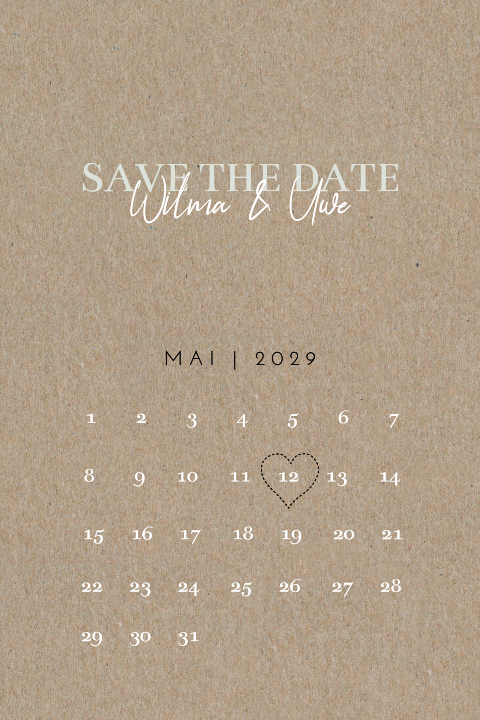 Save the date Karte auf Kraftpapier mit Pastelltoenen