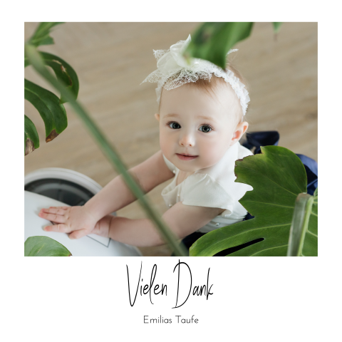 Danksagung zur Taufe in Polaroidoptik in Farbe - Quadratisch