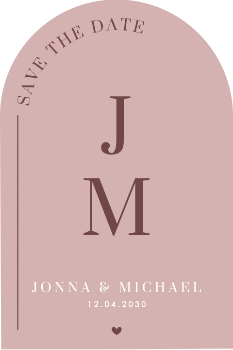 Moderne Save-the-Date Karte in besonderer Form mit Initialen