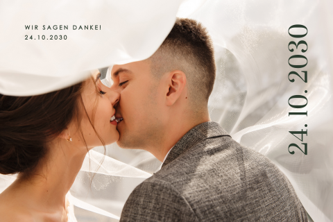 Dankeskarte Hochzeit in Grünblau mit foto