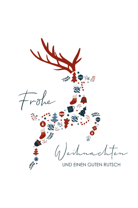 Firmen-Weihnachtskarte mit originellem Rentier