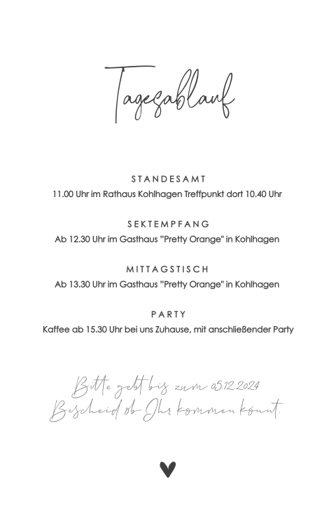 Einlegeblatt in Schwarz und Weiß