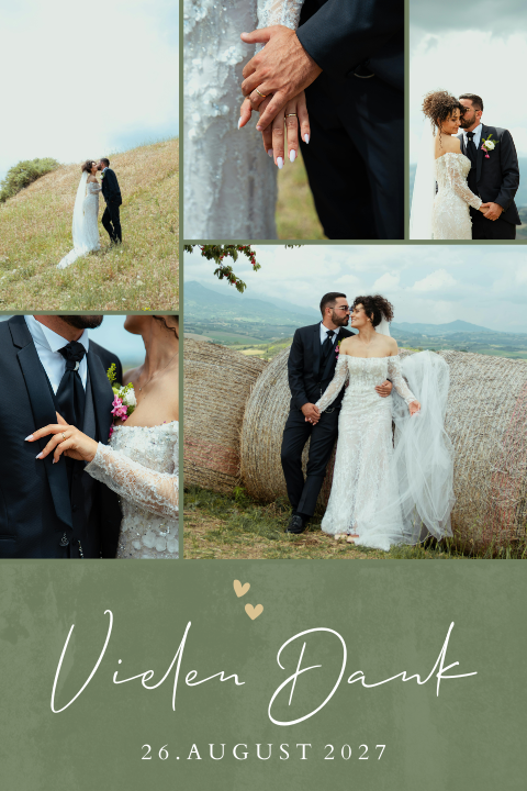 Dankeskarte Hochzeit Grün 5 Fotos
