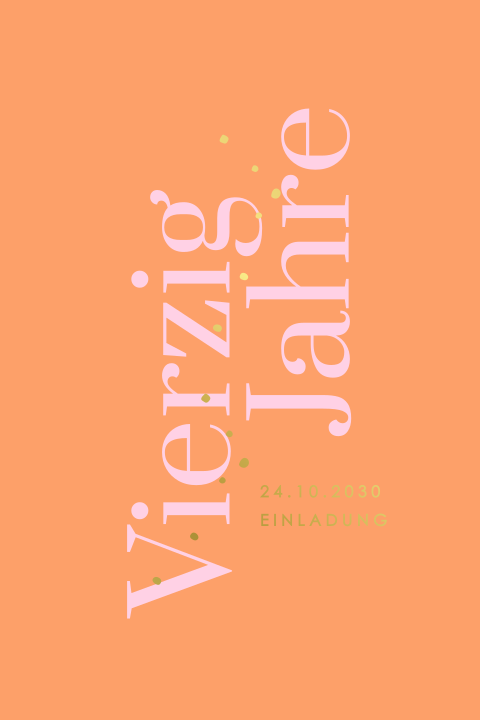 Fröhliche Einladung zum 40. Geburtstag im Colorblocking-Stil mit Goldfolie