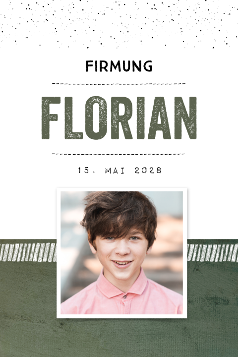 Einladung Firmung in grün mit Foto
