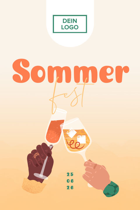 Geschäftliche Einladung zum Sommerfest mit bunten Drinks