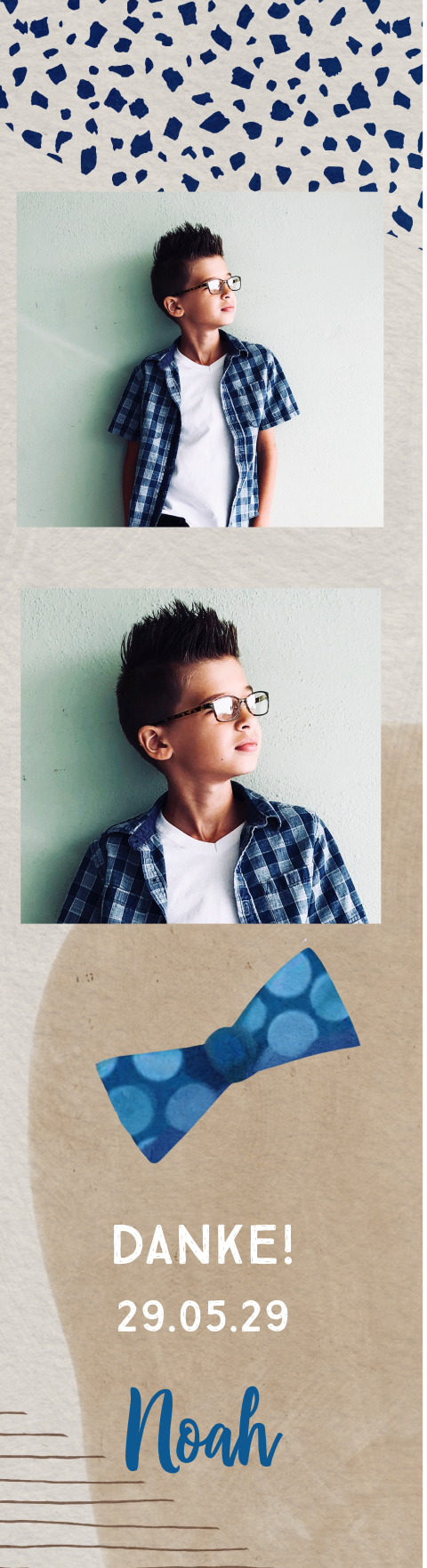 Fotostreifen Dankeskarte als Lesezeichen zur Kommunion 4 Stück
