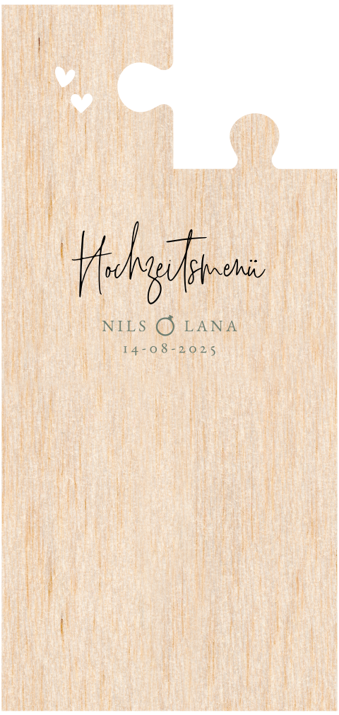 Menükarte im Puzzle-Design mit fehlendem Puzzlestück