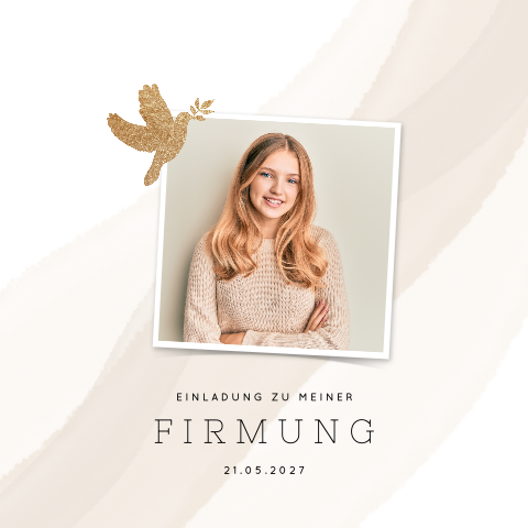 Einladung zur Firmung mit Foto und Taube