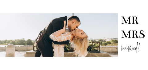 Stilvolle Wir haben geheiratet-Karte mit eigenen Hochzeitsfotos