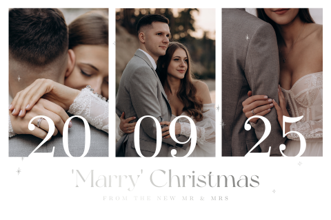 Weihnachts-Dankeskarte Hochzeit mit Fotos und Silberfolie